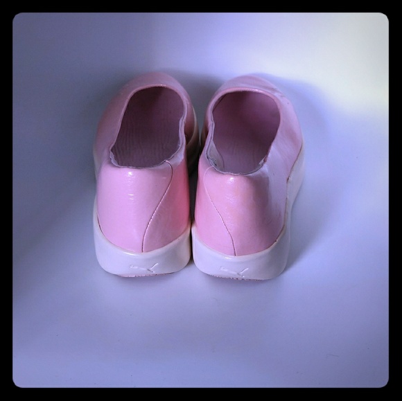 Puma pink leather platform rubber sole slip on - Picture 6 of 8